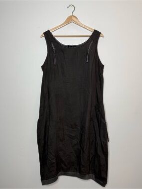 ZSA ZSA 100% Linen Lagenlook Swing Barrel MIDI Dress size large